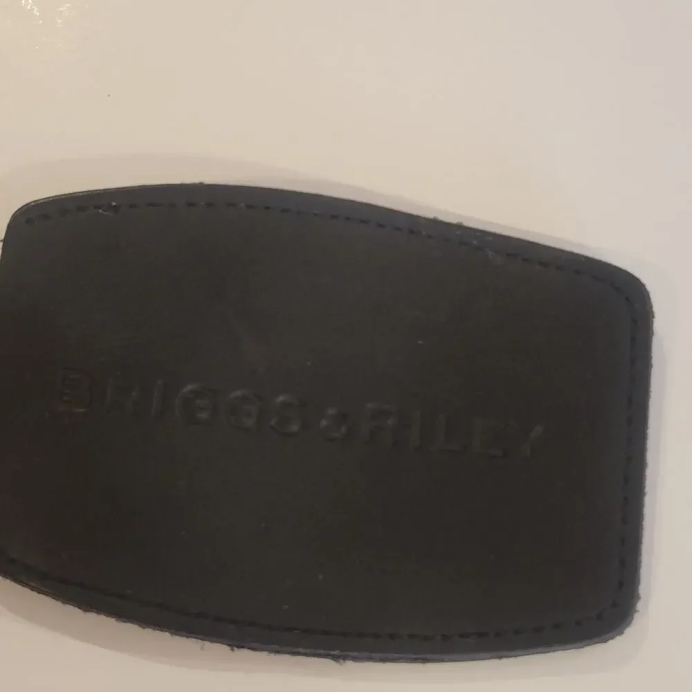 Briggs & Riley Luggage Tag Black Leather ID Tag Bag Size 4.5